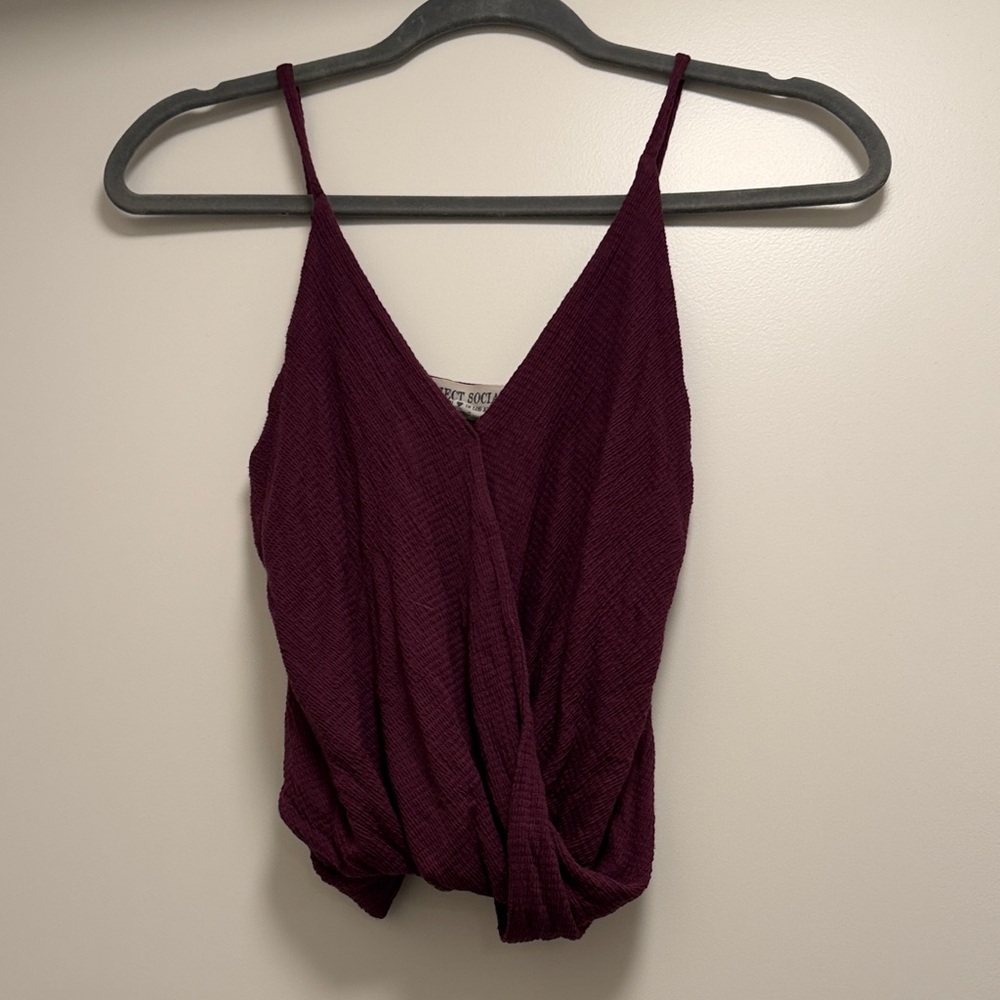 Project Social T Plum Twist-Front Camisole